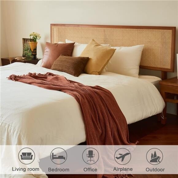 Fall Throw Blanket for Couch-Soft Boho Bed Throw Blankets, Cozy Burnt Orange - Picture 5 of 6